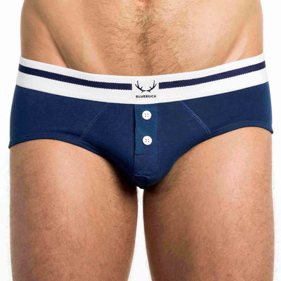 Navy brief - white buttons